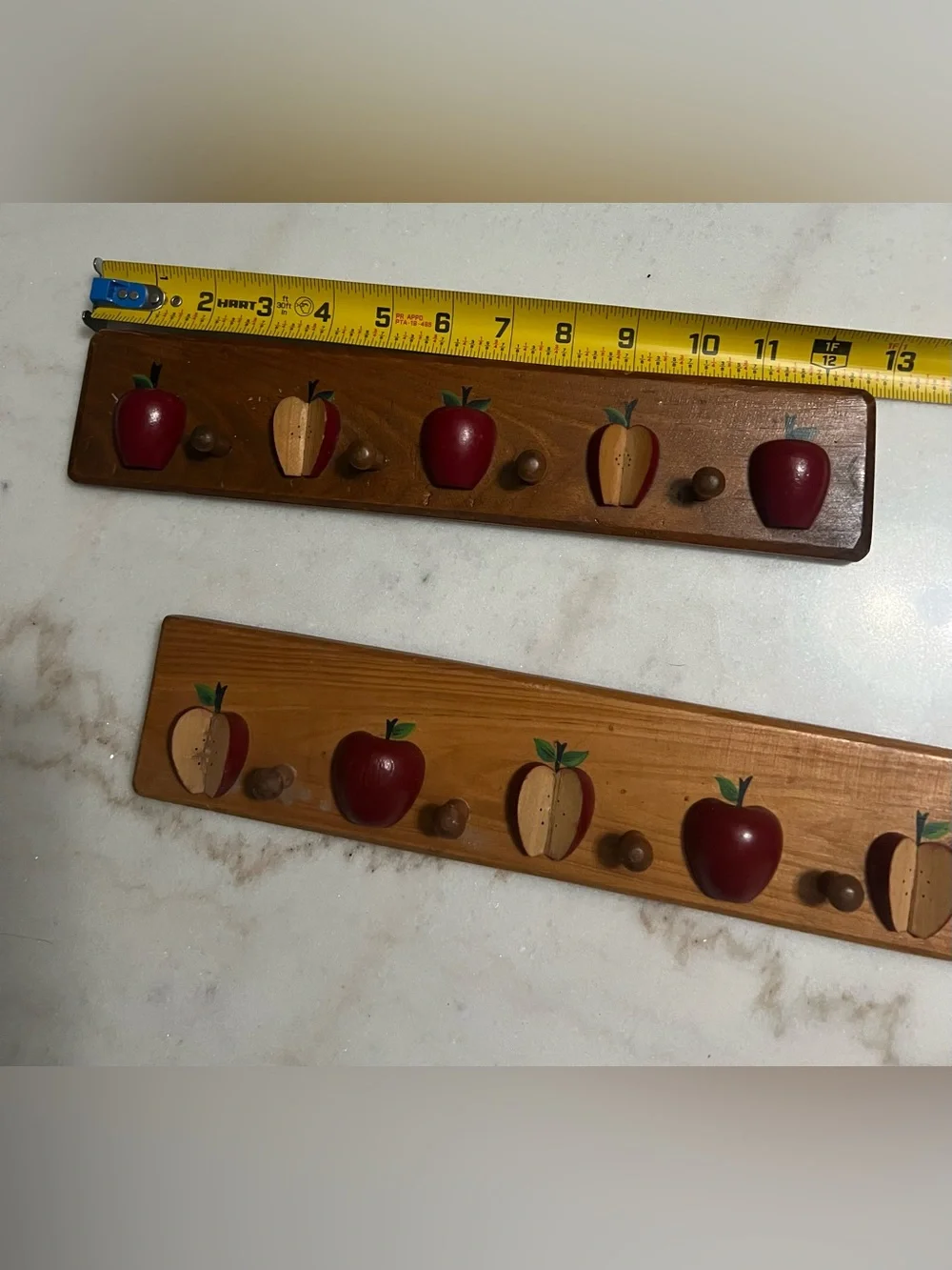 Wooden Apple Wall Hooks - Red and Natural